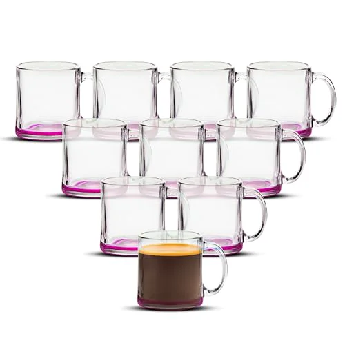 Fine Crafted Clear Glass Coffee Mugs 13 oz. Set of 10 10 Count Minimalist