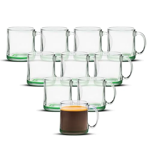 Advanced Clear Glass Coffee Mugs 13 oz. Set of 10 10 Count Traditional