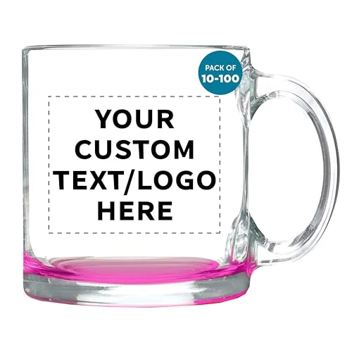 Lightweight Custom Clear Glass Coffee Mugs 13 oz. Set of 10 100 Count Recyclable