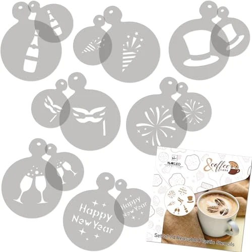 Fast Coffee Stencils and Cookies Decoration 14Pcs 2.8 x2.8 and 4.3 x4.3 14 Count Practical