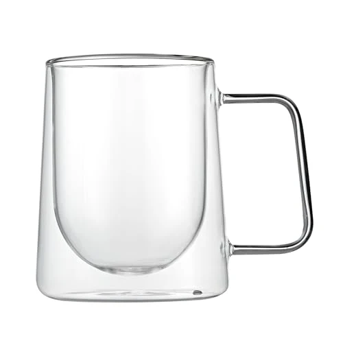 Unique 10 oz Professional Glass Coffee Mug 2 Count Elegant