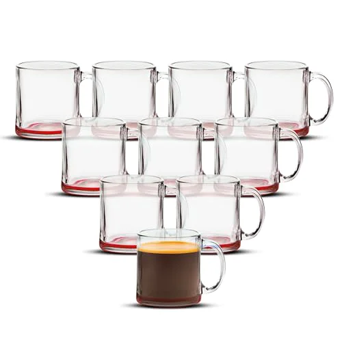 Flexible Clear Glass Coffee Mugs 13 oz. Set of 10 10 Count Artisan