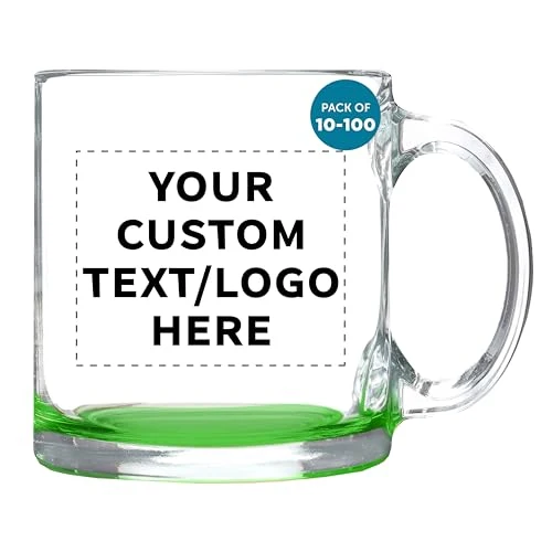 Responsible Custom Clear Glass Coffee Mugs 13 oz. Set of 10 100 Count Quality