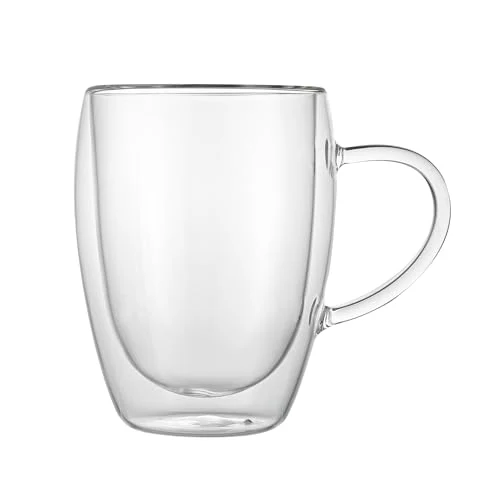 Expertly Made Glass Espresso Cups 12 Count 12 Ounces Borosilicate Double Wall Glass Coffee Mugs Insulated Clear Tea Drinkware for Hot or Cold Beverages Durable