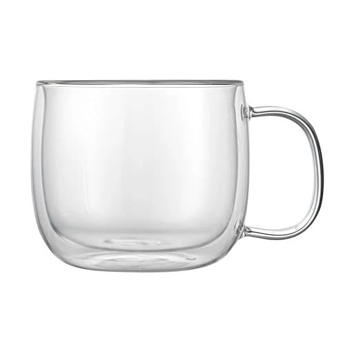 Original Design Glass Espresso Cups 12 Count 17 Ounces Borosilicate Double Wall Glass Coffee Mugs Insulated Clear Tea Drinkware for Hot or Cold Beverages Next-Generation