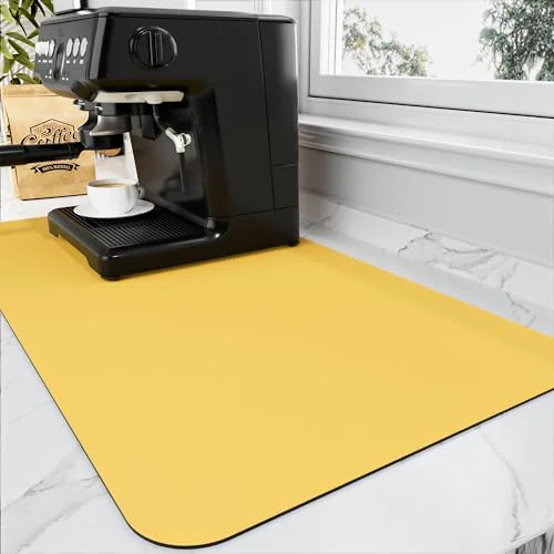Sustainable Coffee Mat Absorbent Hide Stain Rubber Backed Dish Drying Mat for Kitchen Counter Reusable