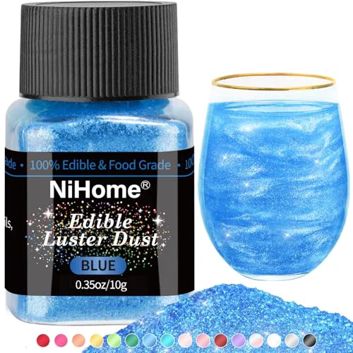Advanced Edible Food Grade Glitter Powder Glimmer Luster Dust Metallic Fancy Food Decorating Sprinkle Glimmery Dust for Drink Wine Beverage Cake Bakery Vegan Allergen Quality