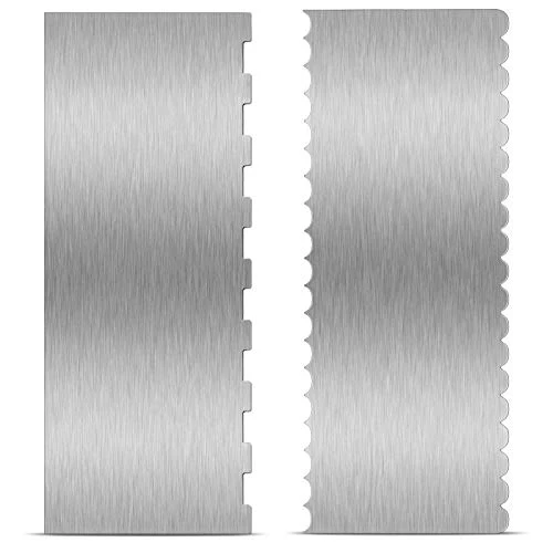 Environmentally Friendly 2 Pcs 9 in Double Sided Comb Stainless Steel Cake Scraper Smoother 2 Count Versatile