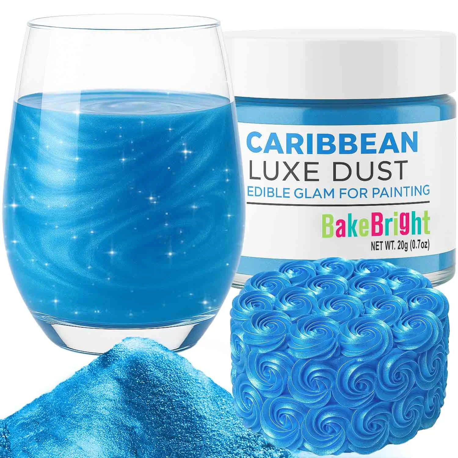 Exclusive Bulk 20g Light Blue Luster Dust Edible Glitter for Cocktails Premium Edible Light Blue Luster Dust for Cake Decorations – Edible Glitter for Drinks Cupcakes Cookies Cakes Food Paint Natural
