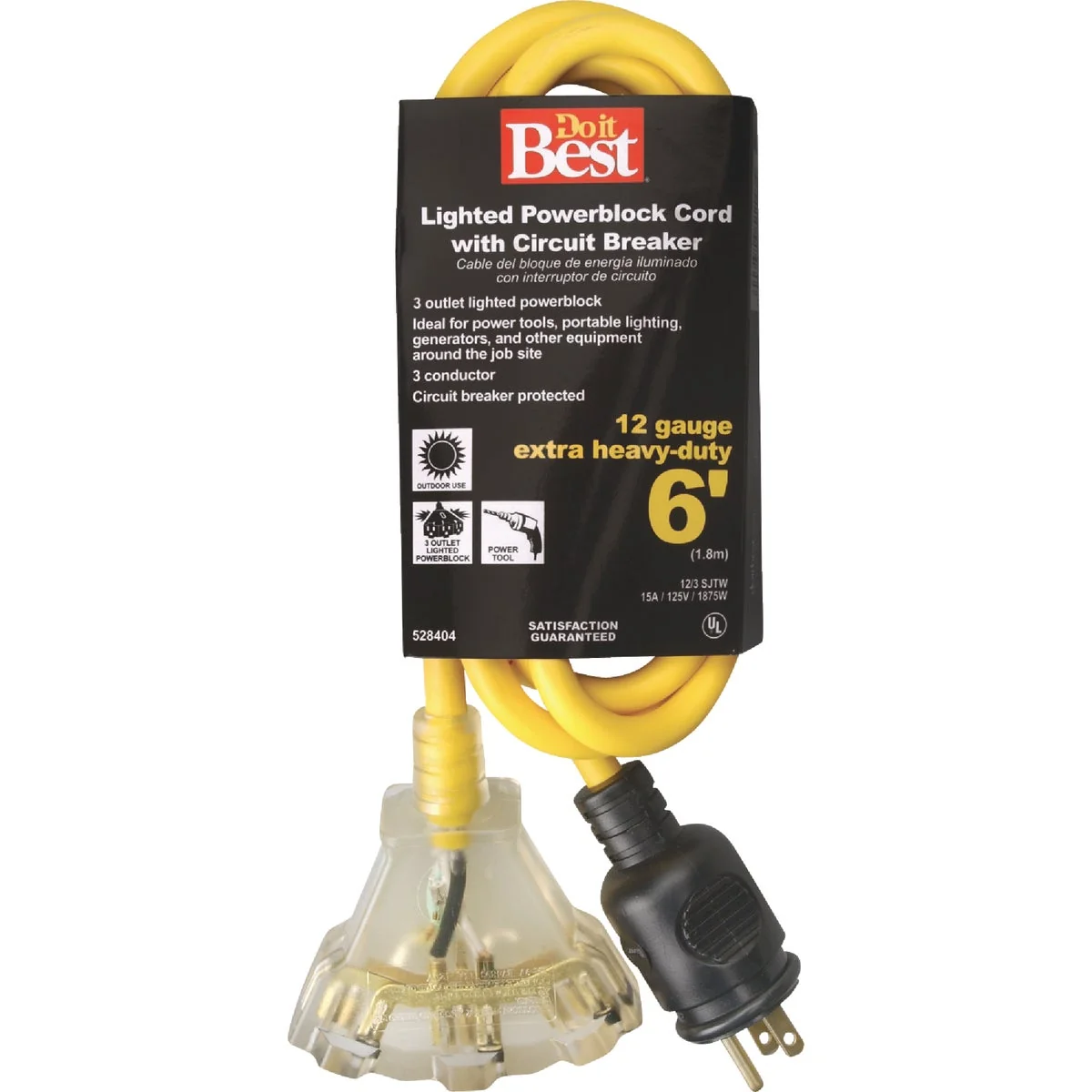 Certified Do it 6 Ft. 12 3 Circuit Breaker Protected Extension Cord Official