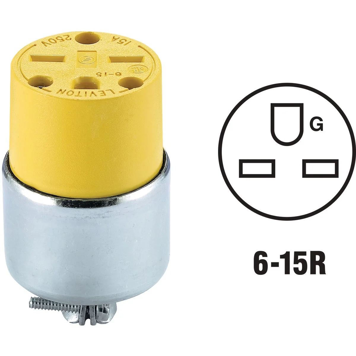 Expertly Made Leviton 15A 250V 3-Wire 2-Pole Armored Cord Connector Excellent