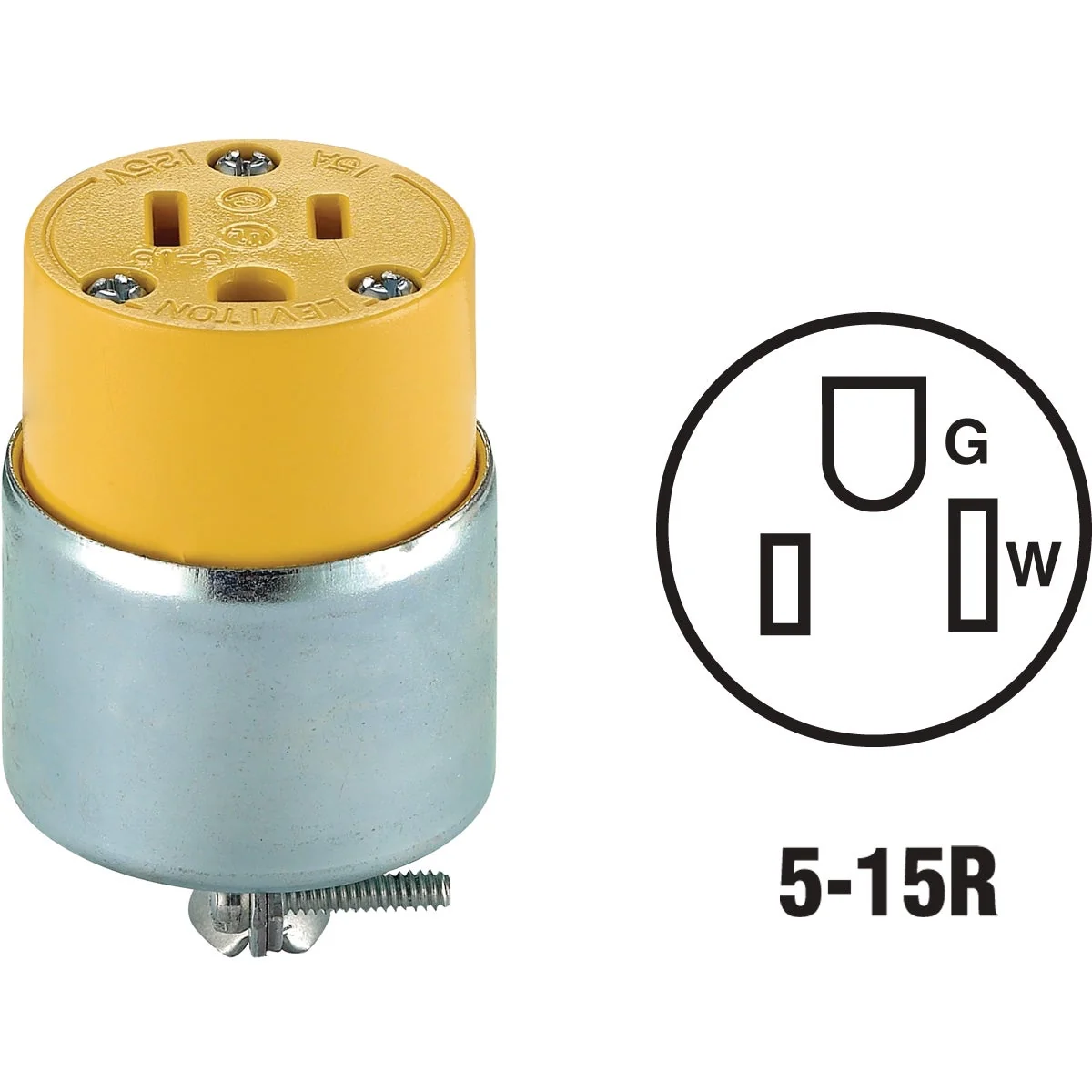 Authentic Leviton 15A 125V 3-Wire 2-Pole Armored Cord Connector Premium