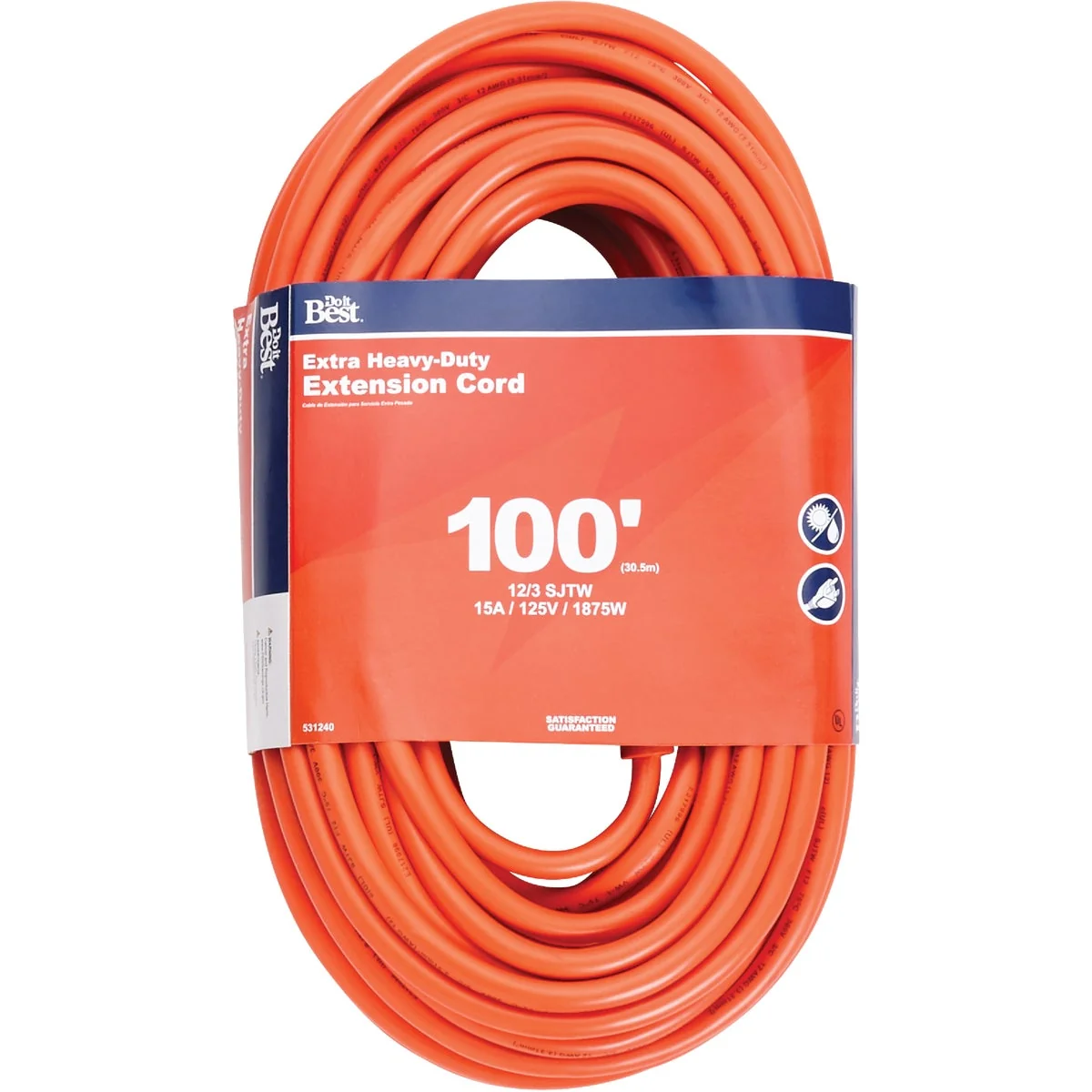 Crafted Do it 100 Ft. 12 3 Heavy-Duty Outdoor Extension Cord Powerful