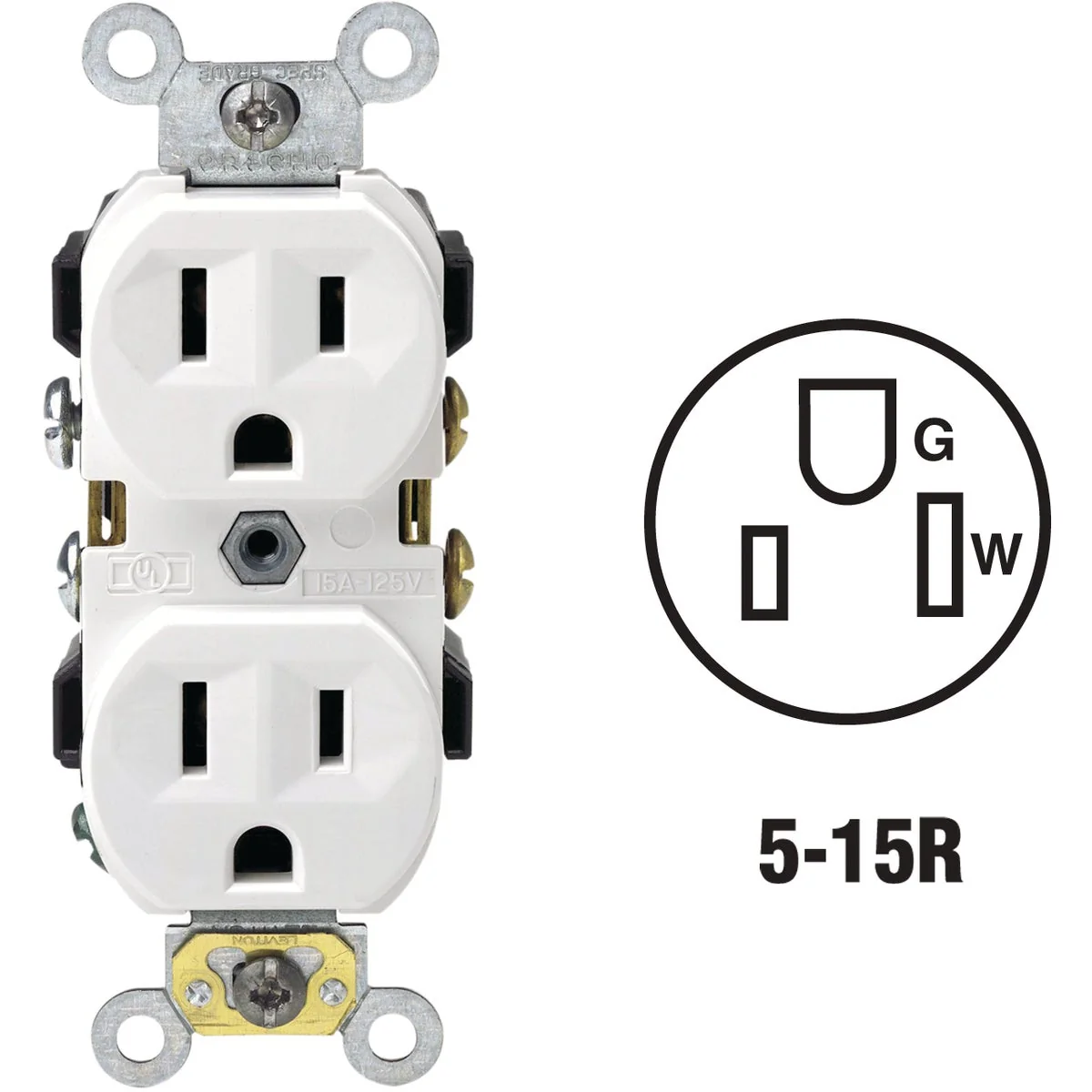 Efficient Leviton 15A White Commercial Grade 5-15R Duplex Outlet Flexible