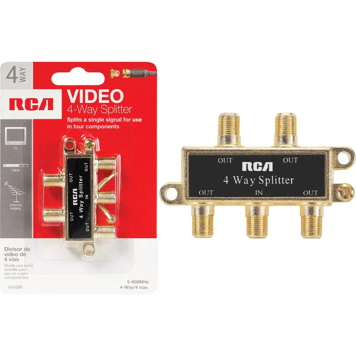 Soft RCA 4-Way Coaxial Splitter Contemporary
