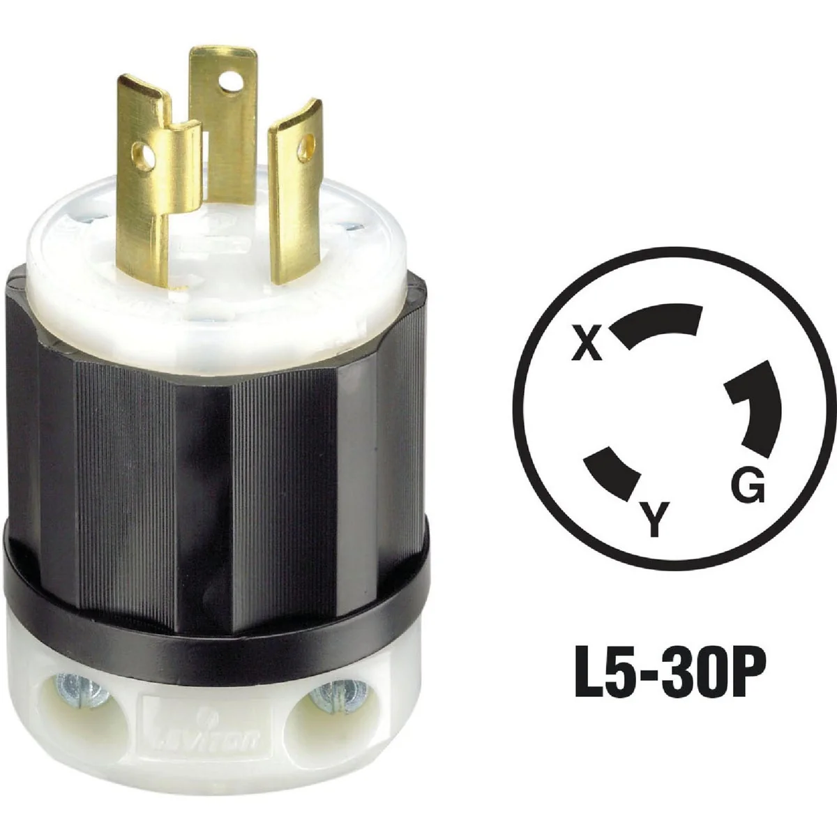 Clean Leviton 30A 125V 3-Wire 2-Pole Industrial Grade Locking Cord Plug Optimized