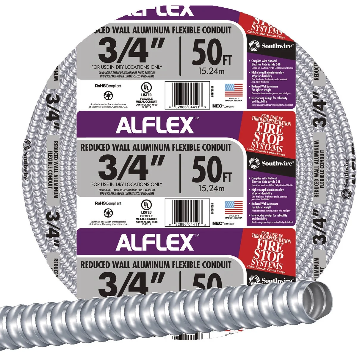 Breathable Southwire 3 4 In. x 50 Ft. Aluminum Flexible Flexible Metal Conduit Powerful