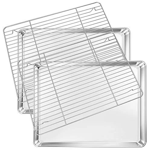 Reusable Baking Sheet with Rack Set 2 Sheets 2 Racks 4 Count Professional
