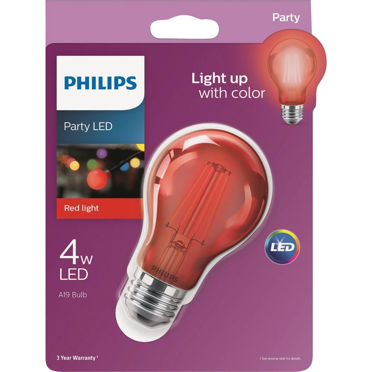 Secure Philips Red A19 Medium 4W Indoor Outdoor LED Decorative Party Light Bulb Trendy