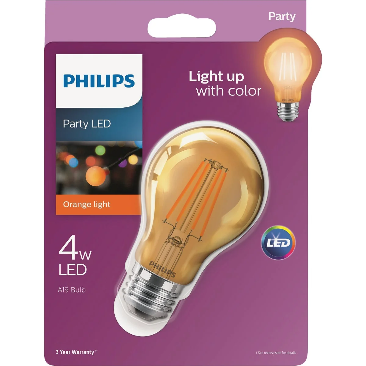 Modern Philips Orange A19 Medium 4W Indoor Outdoor LED Decorative Party Light Bulb Practical