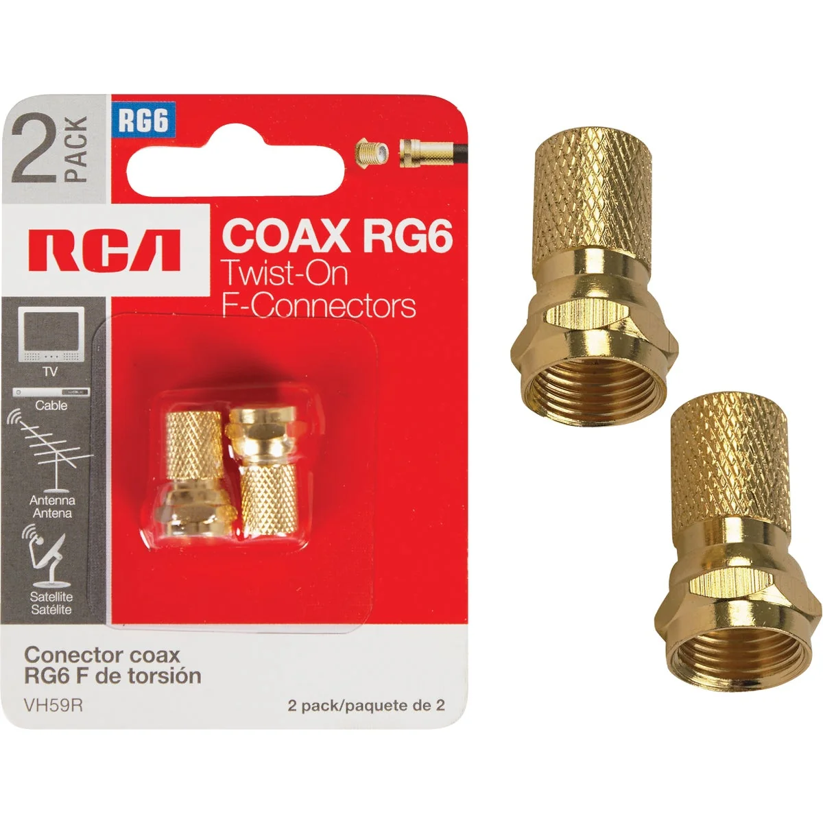 Smooth RCA RG Twist-On Coaxial F-Connector 2-Pack Proven