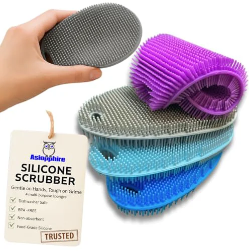 Superior Food Grade Silicone Dish Scrubber 4 Count Sophisticated
