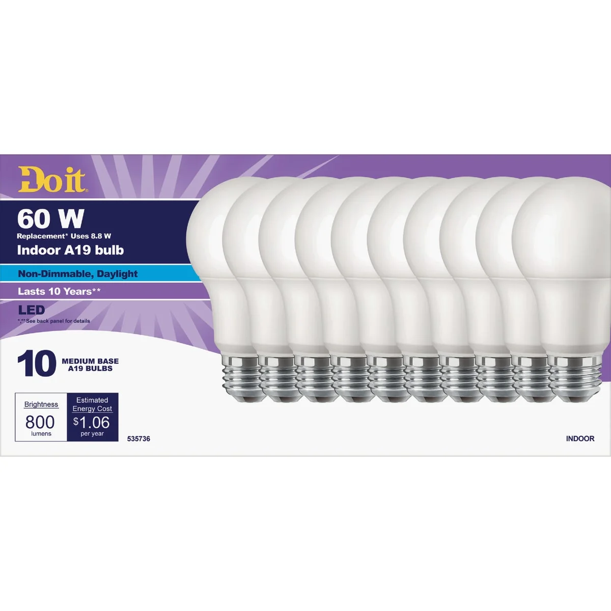 Advanced Do it 60W Equivalent Daylight A19 Medium LED Light Bulb Title 20 10-Pack Long-Lasting