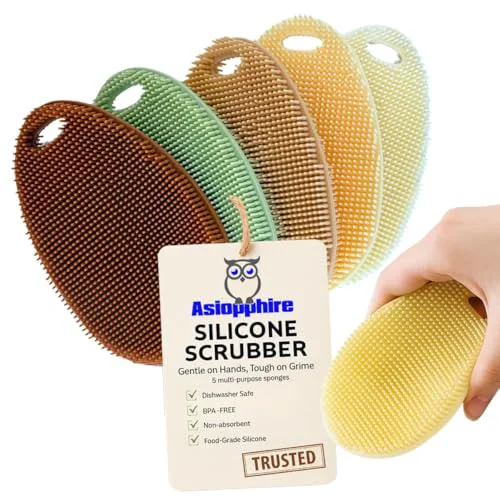 Consistent Silicone Dish Scrubber Set of 5 5 Count Recyclable