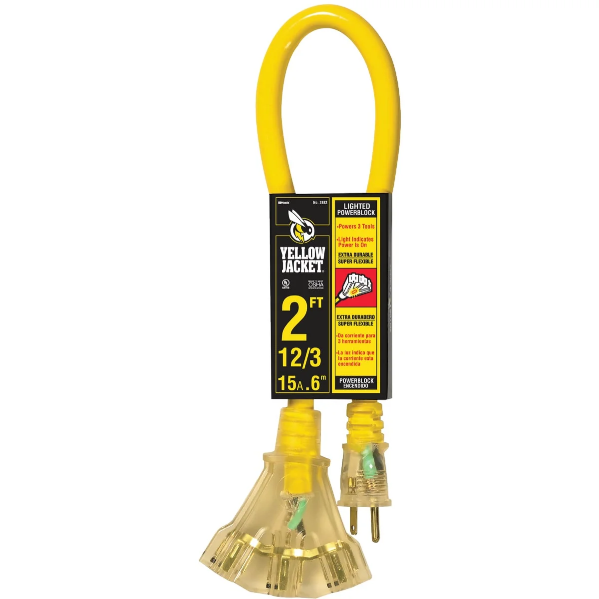 Genuine Yellow Jacket 2 Ft. 12 3 Contractor Grade Power Block Extension Cord Contemporary