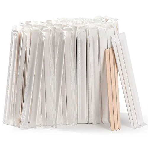 Clean 500pcs Individually Wrapped Coffee Stirrers Wood Comfortable