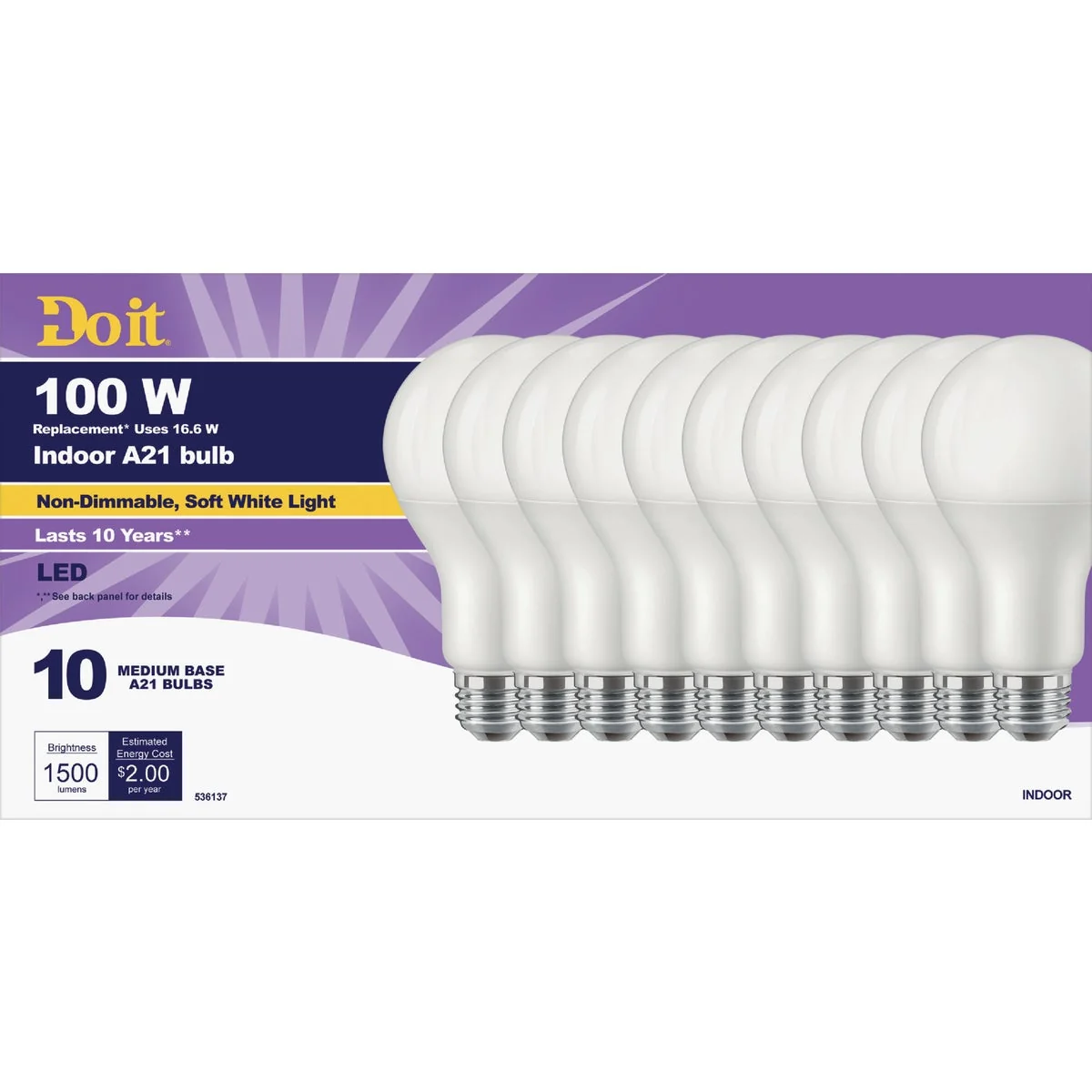 Original Design Do it 100W Equivalent Soft White A21 Medium LED Light Bulb Title 20 10-Pack Contemporary