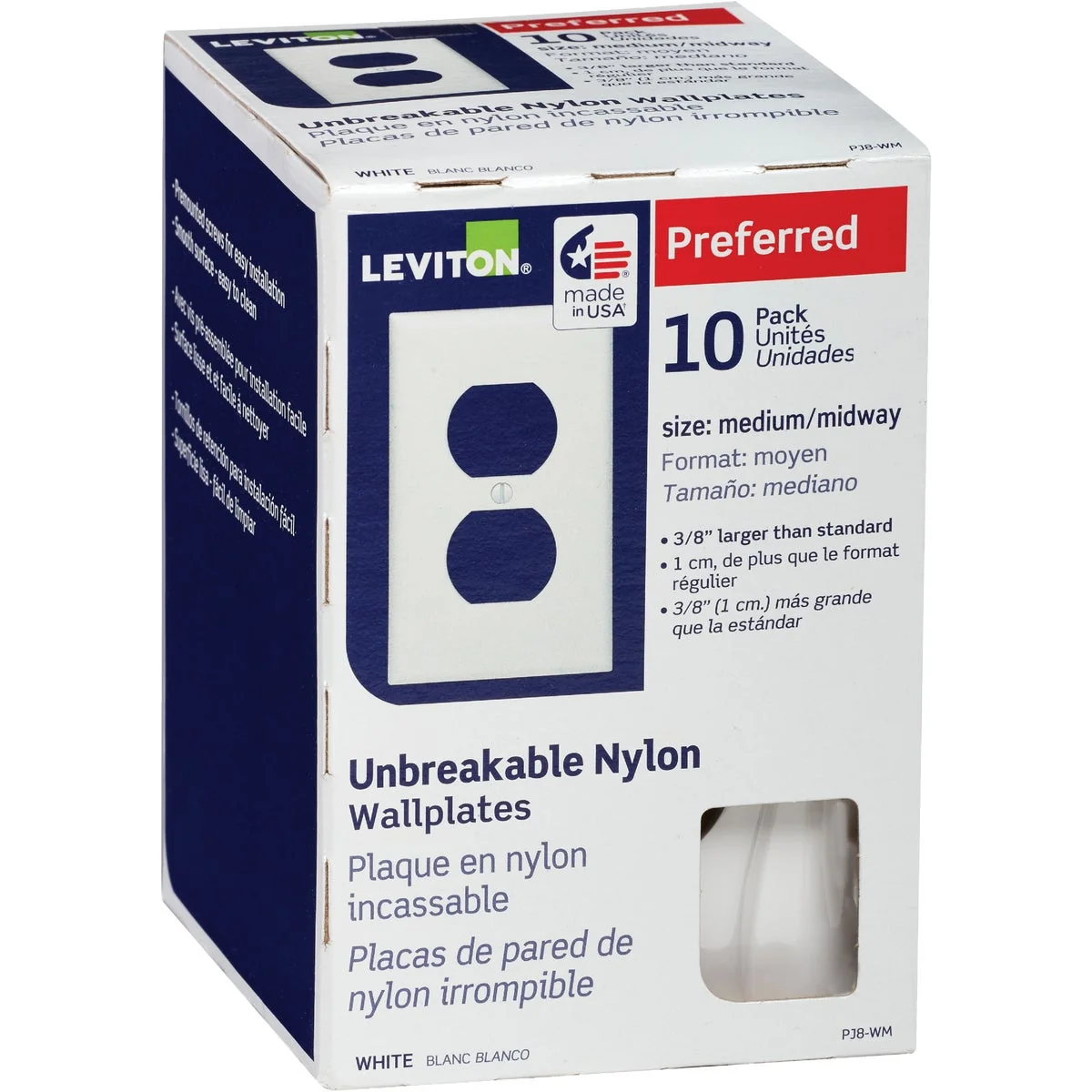 Minimalist Leviton Mid-Way 1-Gang Thermoplastic Nylon Outlet Wall Plate White 10-Pack Classic