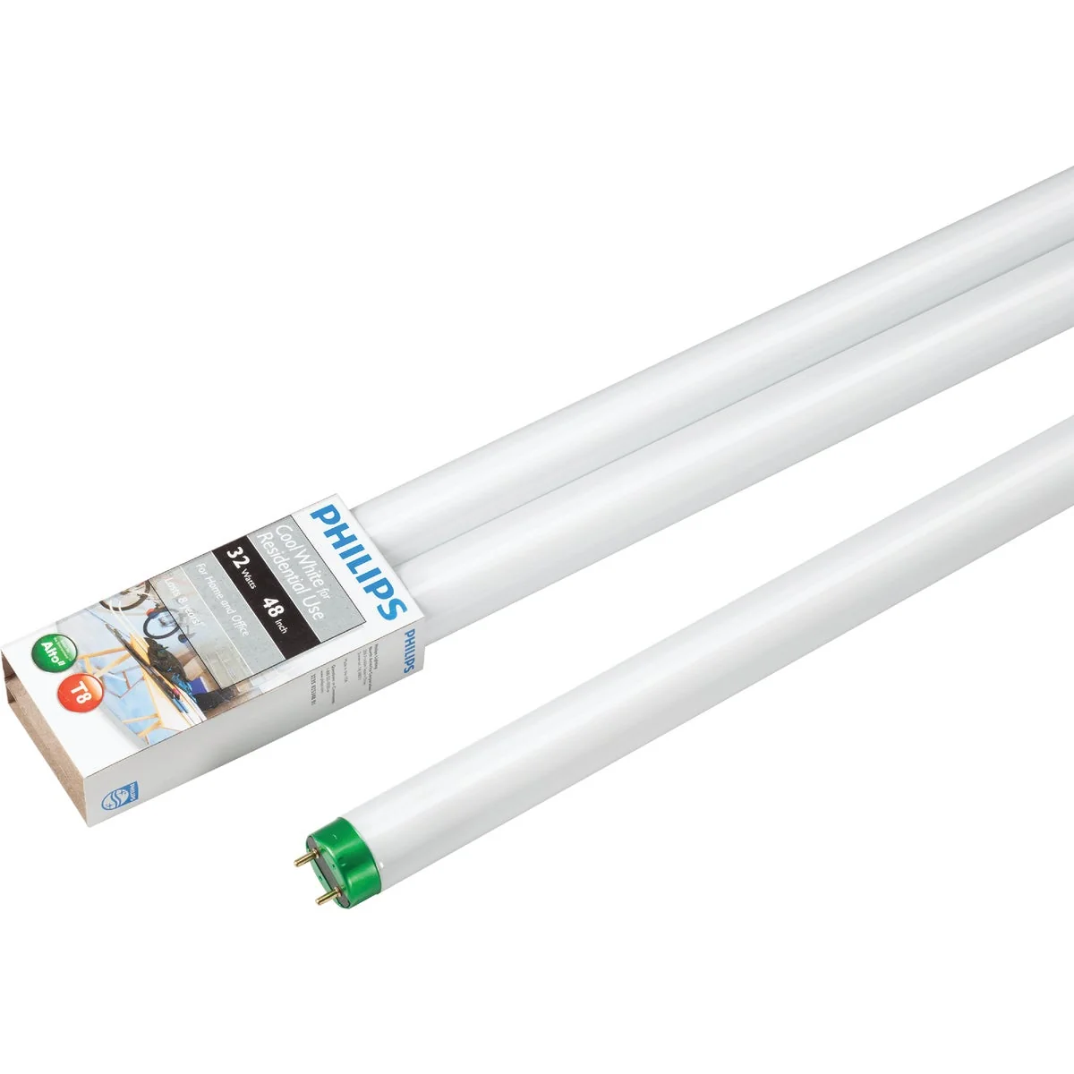 Dependable Philips ALTO 32W 48 In. Cool White T8 Medium Bi-Pin Fluorescent Tube Light Bulb 2-Pack Contemporary
