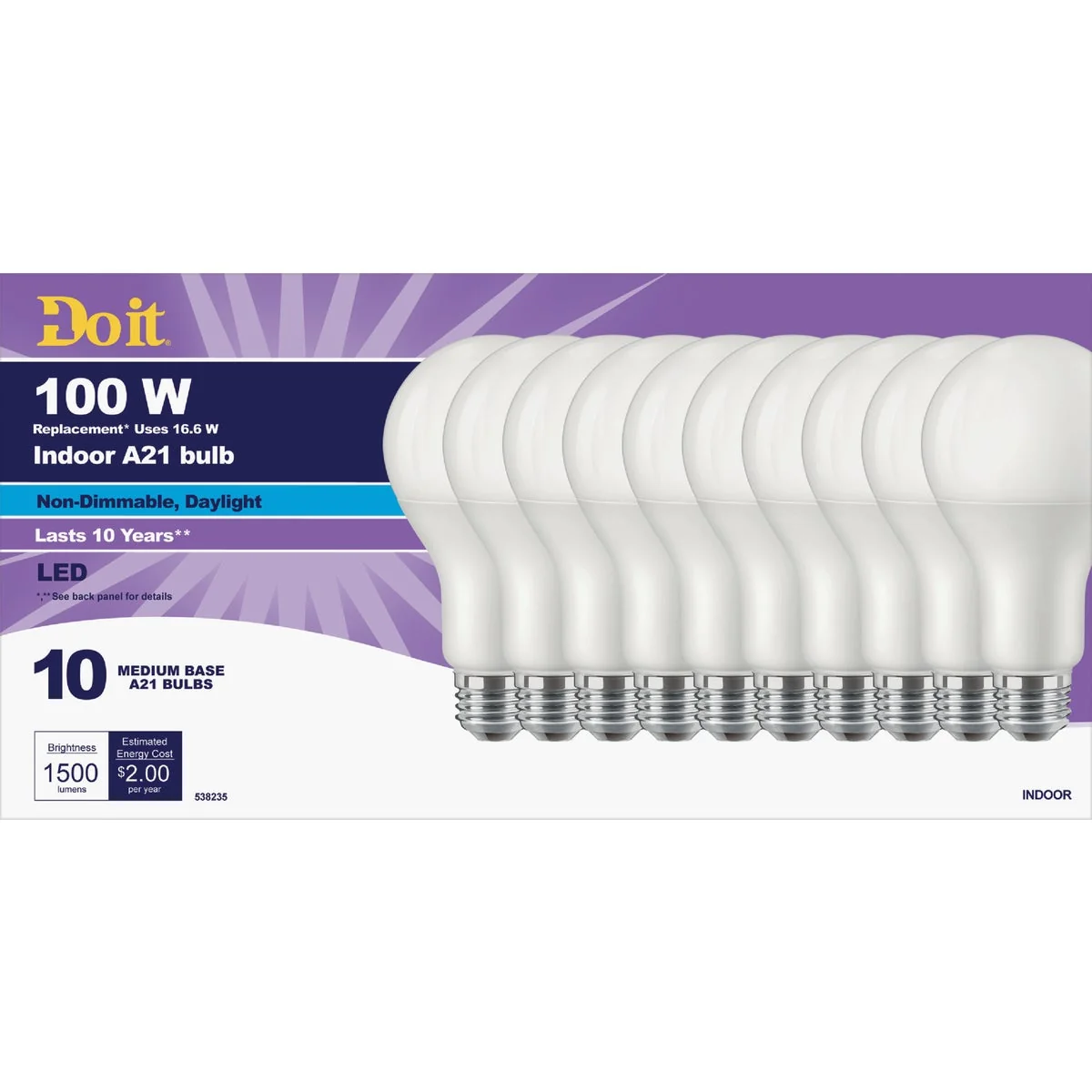 Fine Do it 100W Equivalent Daylight A21 Medium LED Light Bulb Title 20 10-Pack Minimalist