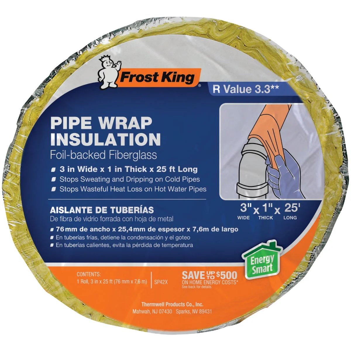 Convenient Frost King 1 In. x 3 In. x 25 Ft. Wall Fiberglass Pipe Insulation Wrap Fine Crafted