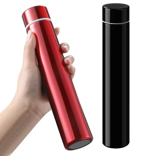 Effective 2 Pack Black Red Slim Stainless Steel Water Bottle 8.8 oz 2 Count Outstanding