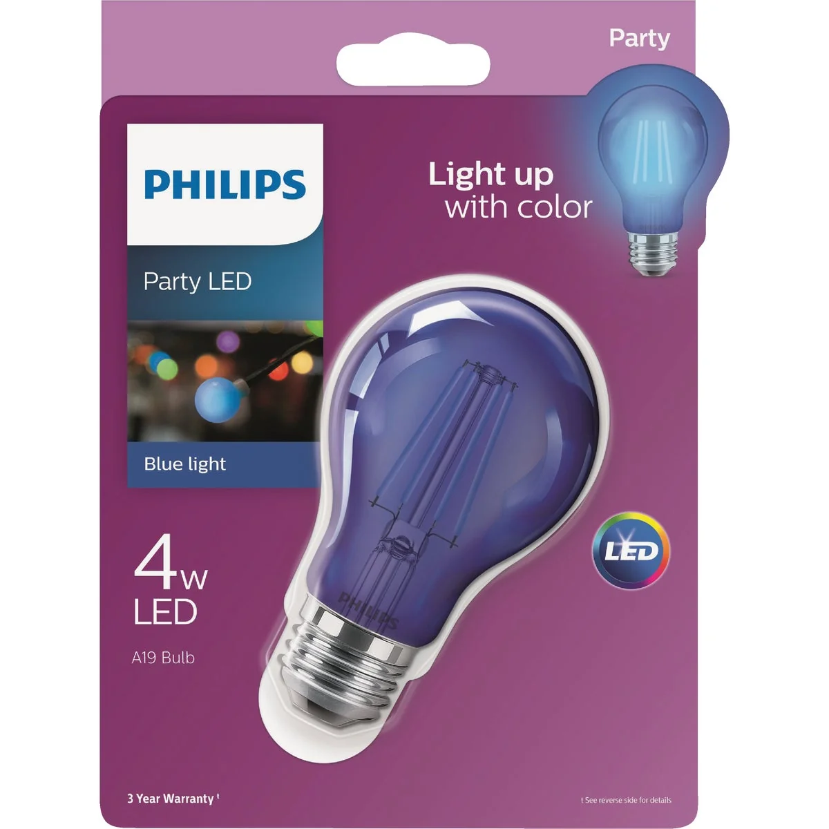Prestigious Philips Blue A19 Medium 4W Indoor Outdoor LED Decorative Party Light Bulb Carefully Designed