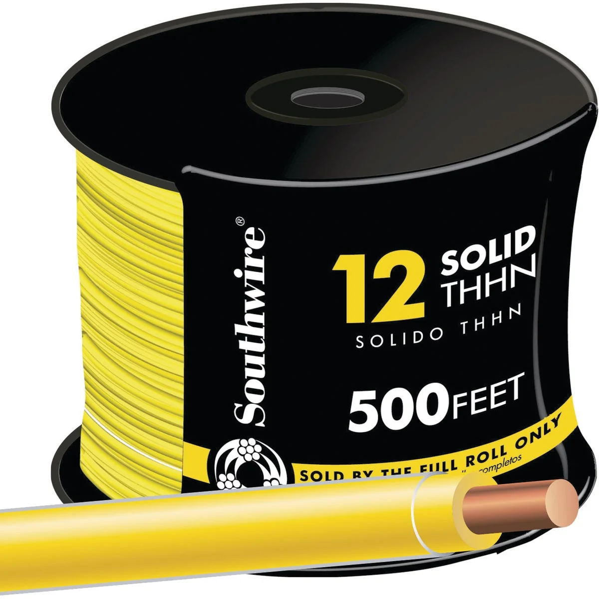 Official Southwire 500 Ft. 12 AWG Solid Yellow THHN Electrical Wire First-Class