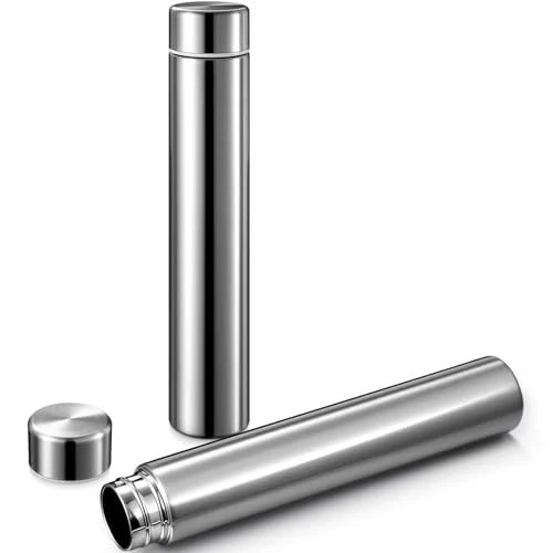 Practical 2 Pack Silver Slim Stainless Steel Water Bottle 8.8 oz 2 Count Sophisticated