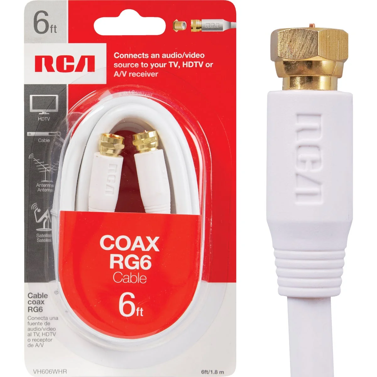 Easy-to-Use RCA 6 Ft. White Digital RG6 Coaxial Cable User-Friendly