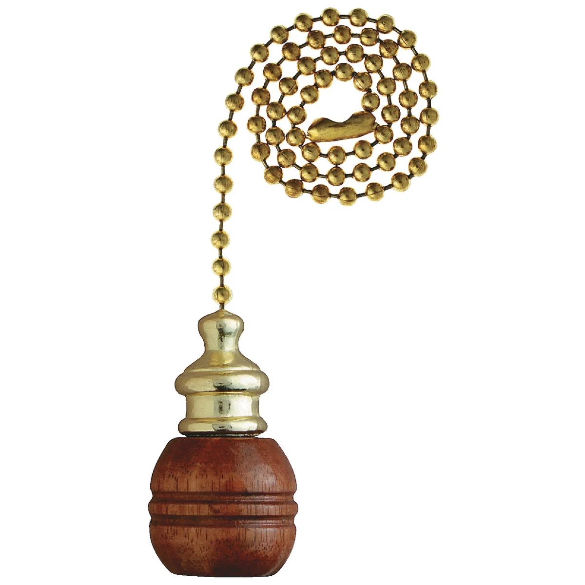Soft Westinghouse 12 In. Polished Brass Pull Chain with Sculptured Walnut Ball Ornament Excellent