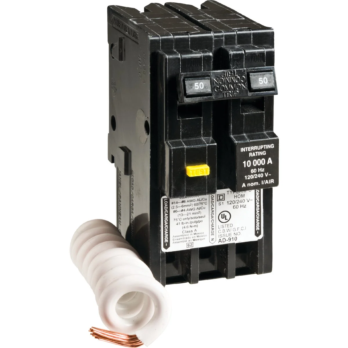 Pure Square D Homeline 50A Double-Pole GFCI breaker High-End