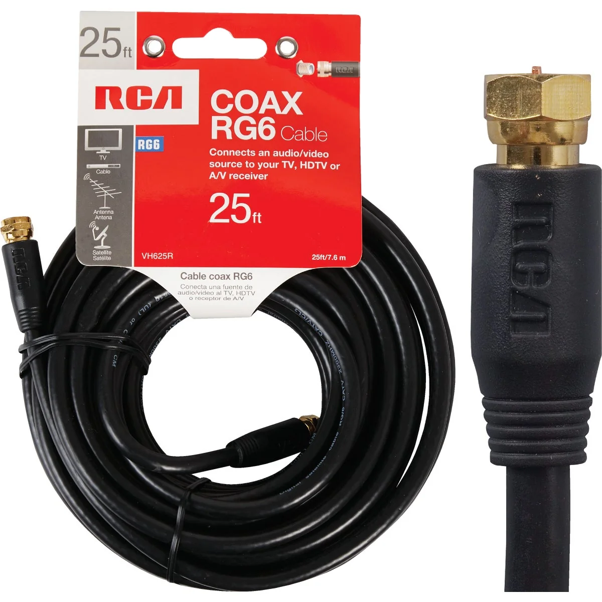 Safe RCA 25 Ft. Black Digital RG6 Coaxial Cable High-End