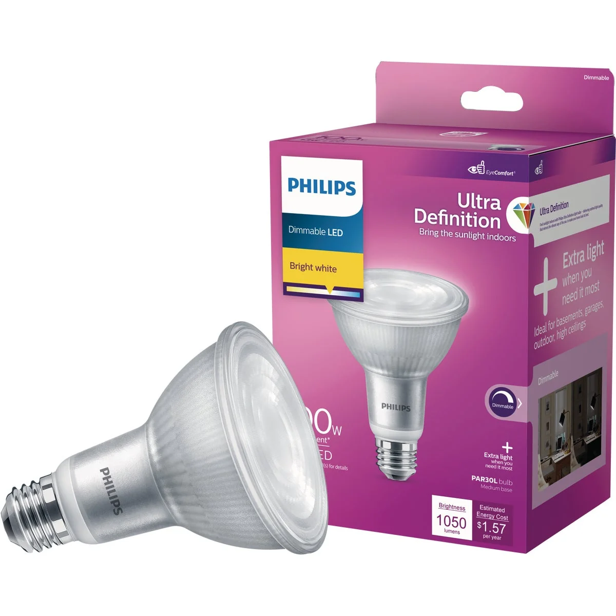 Healthy Philips Ultra Definition 100W Equivalent Bright White PAR30L Medium Dimmable LED Floodlight Light Bulb Genuine