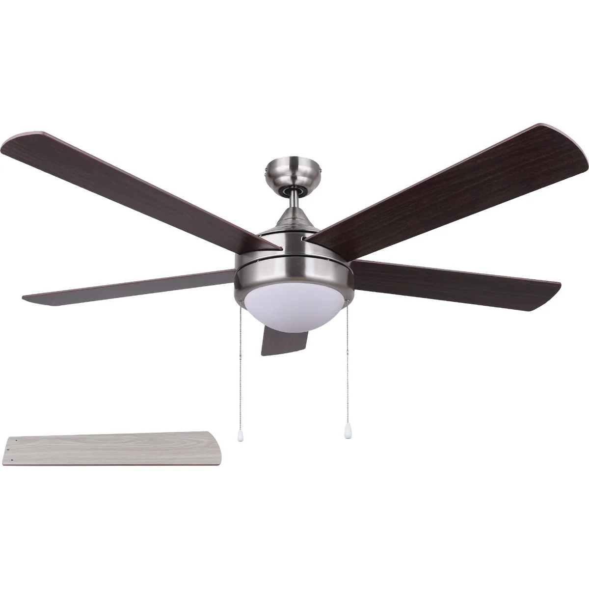 Dependable Home Impressions Preston 52 In. Brushed Nickel Ceiling Fan with Light Kit Detailed