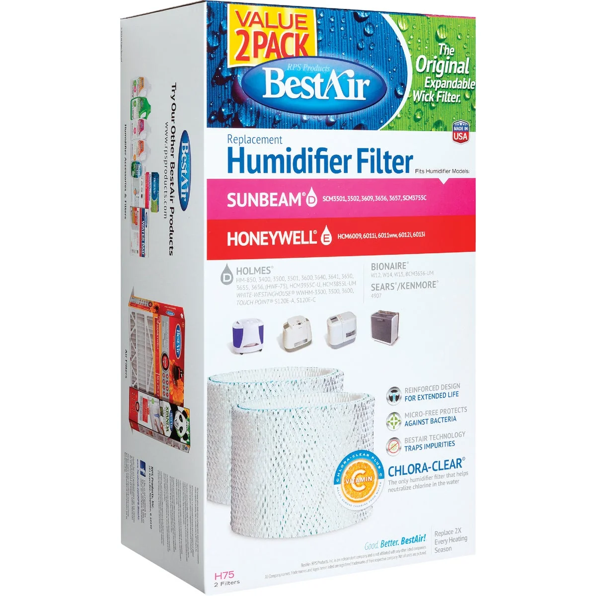 Recyclable Air Floor Humidifier Wick Filter 2-Pack Selected