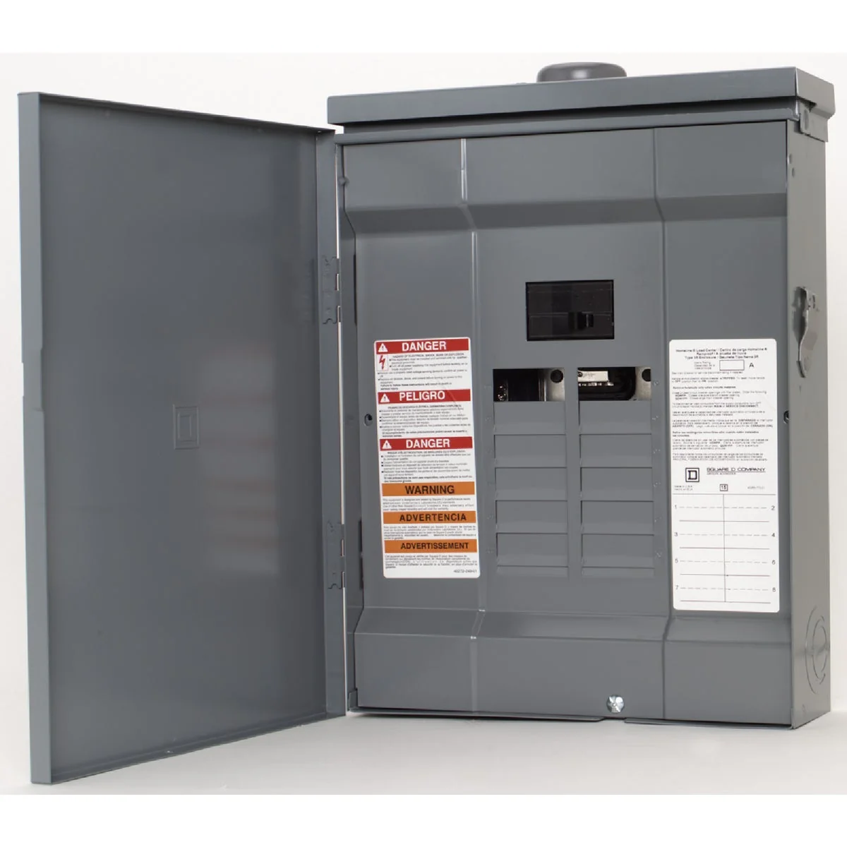 Easy-to-Use Square D Homeline 100A 8-Space 16-Circuit Raintight Main Breaker Plug-on Neutral Load Center Lightweight