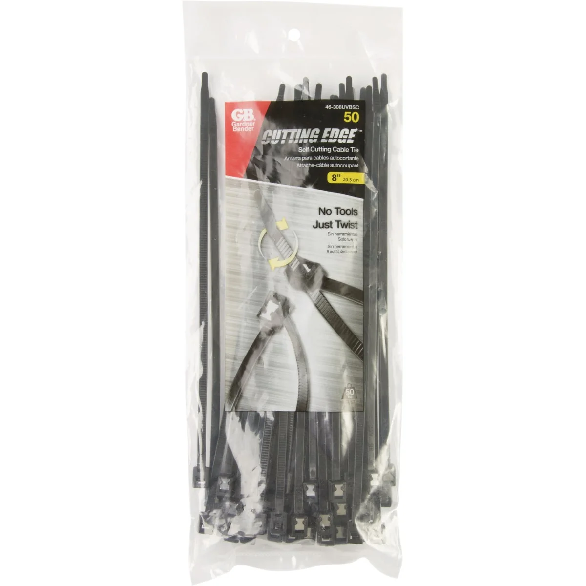 Outstanding Gardner Bender Cutting Edge 8 In. Black Nylon Self-Cutting Cable Tie 50-Pack Flexible