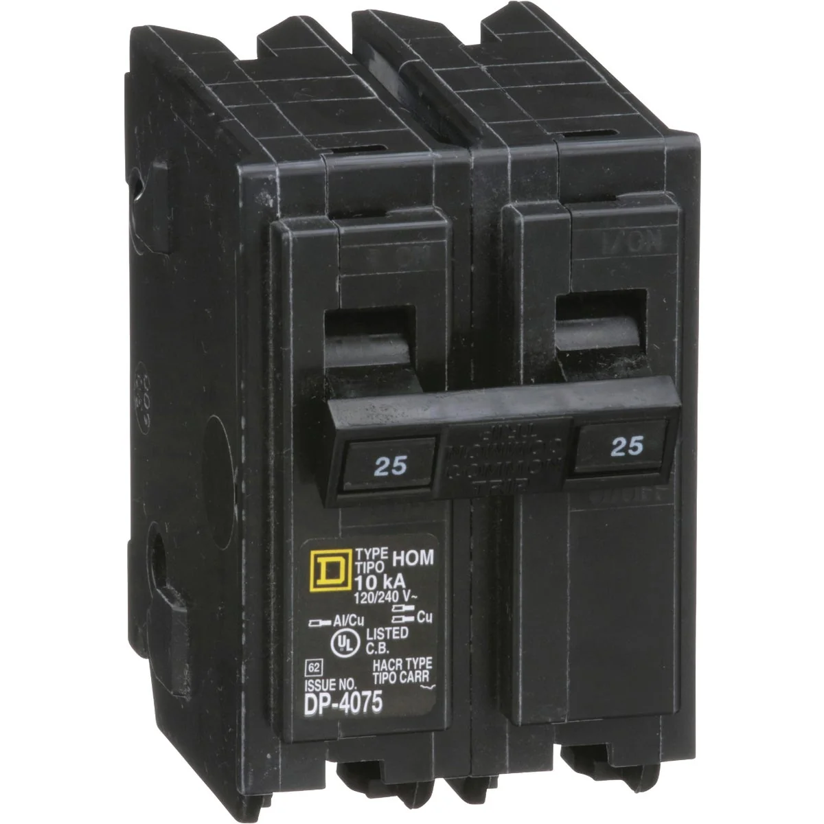 Official Square D Homeline 25A Double-Pole Standard Trip Circuit Breaker Versatile
