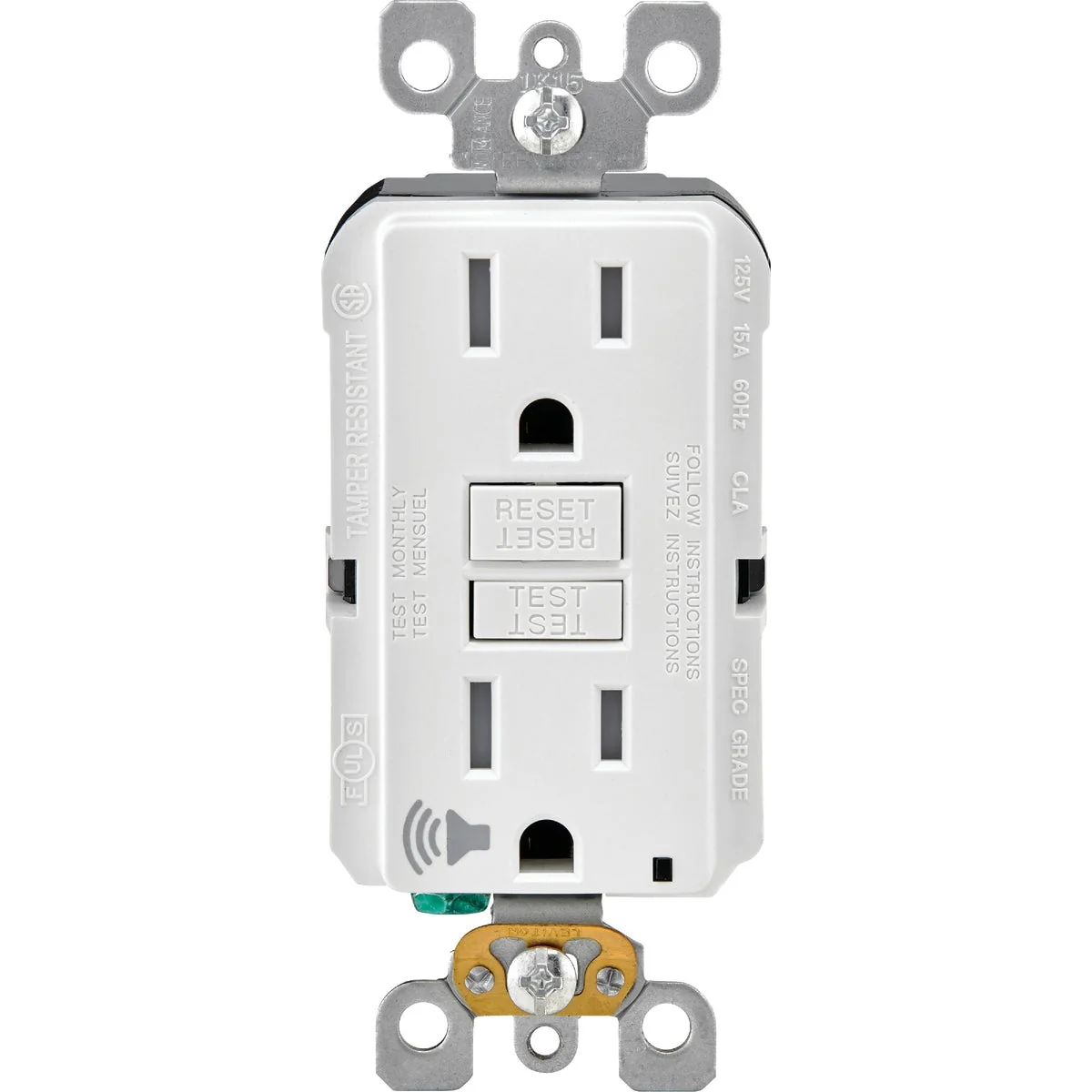 Carefully Designed Leviton SmartLockPro Audible Trip Alert 15A White Residential Grade 5-15R Self-Test GFCI Outlet Luxury